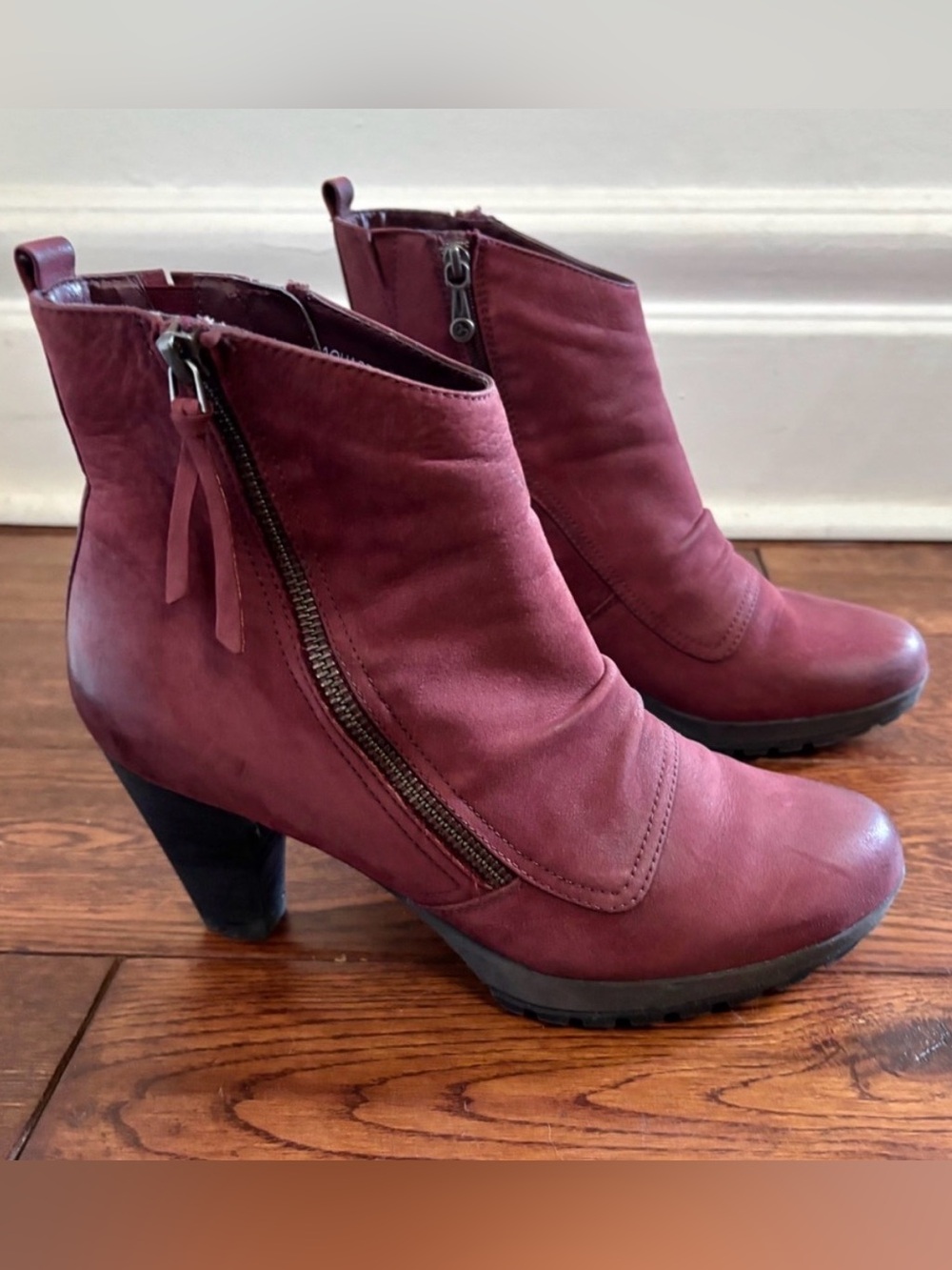 Red Leather Ankle Boots